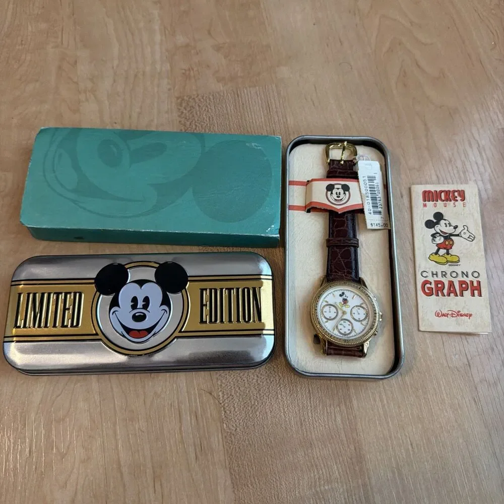 Limited Edition Mickey Mouse Chronograph Collector Watch 1990s NIB